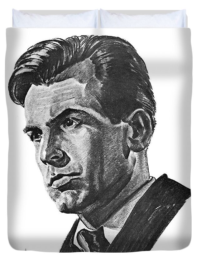 Maximilian Duvet Cover featuring the drawing Maximilian Schell by Volpe by Stars on Art