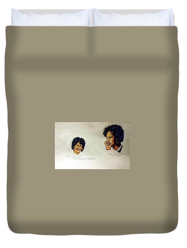  Joedee Duvet Cover featuring the drawing Maxine Waters and Toni Morrison by Joedee