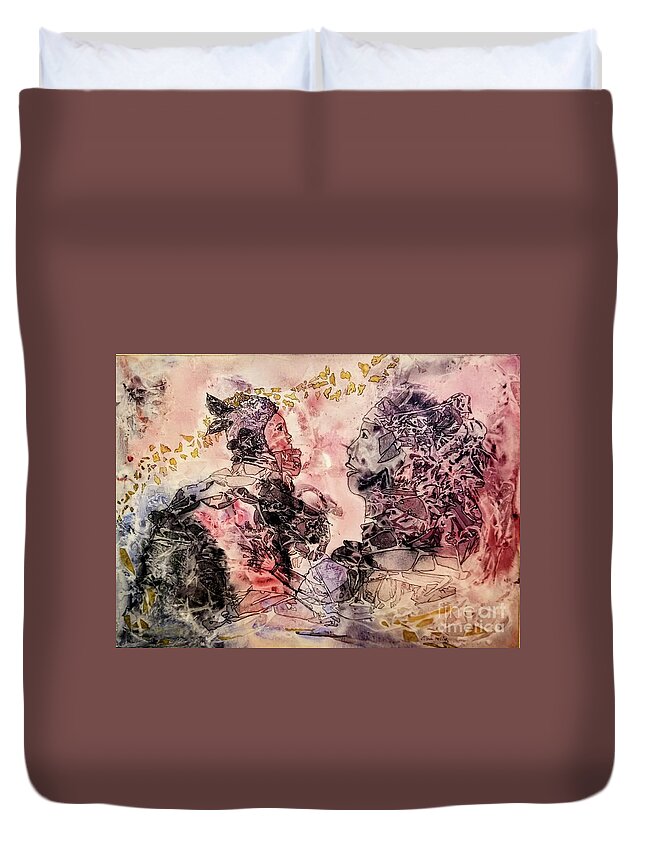 Abstract Duvet Cover featuring the painting Maya by Eileen Kelly