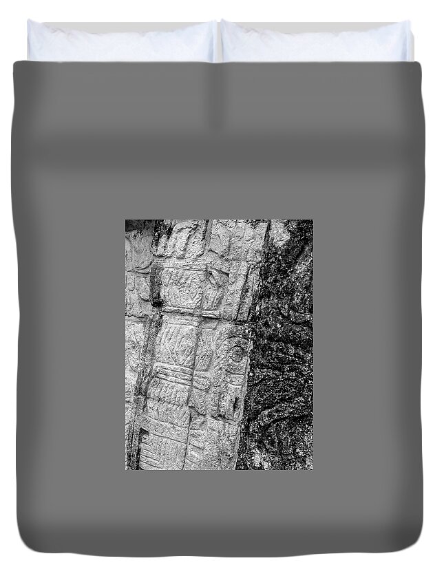 Mayan Duvet Cover featuring the photograph Mayan Wall Carvings - Chichen Itza by Frank Mari