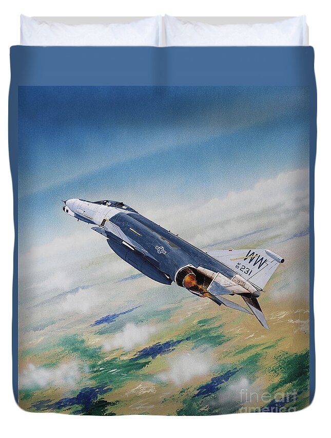 Aviation Duvet Cover featuring the painting McDonnell Douglas F-4 Phantom II by Steve Ferguson