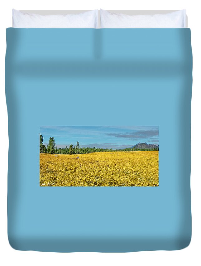 Arizona Duvet Cover featuring the photograph Meadow of Yellow Wildflowers by Jeff Goulden