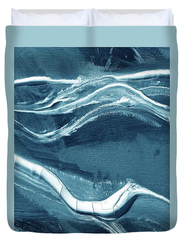 Teal Blue Duvet Cover featuring the painting Meditate On The Wave Peaceful Contemporary Beach Art Sea And Ocean Teal Blue X by Irina Sztukowski
