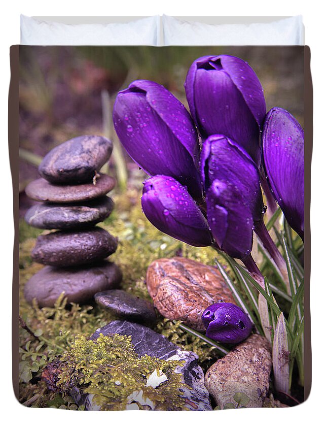 Tulips Duvet Cover featuring the photograph Meditating Tulips by Sally Bauer