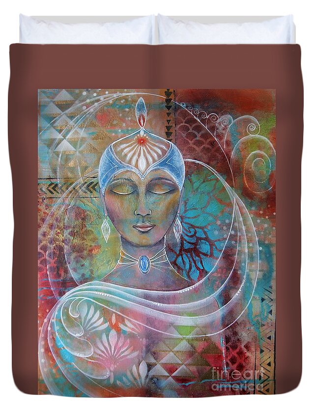  Duvet Cover featuring the painting Meditation 1 by Reina Cottier