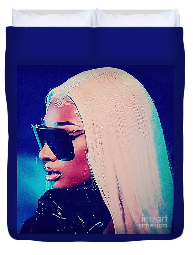 Singer Duvet Cover featuring the photograph Megan Thee Stallion -- 7 by Jayne Somogy