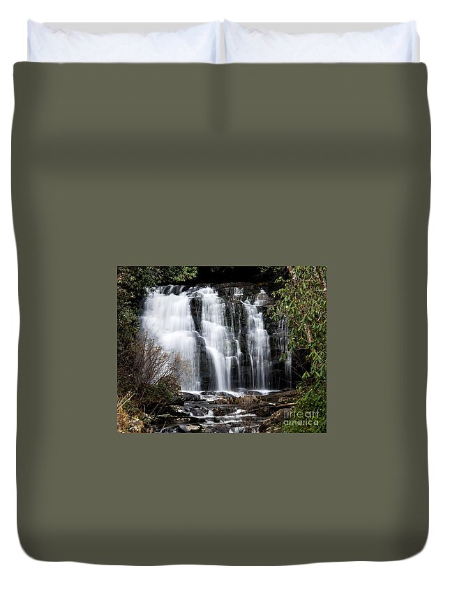 Landscape Duvet Cover featuring the photograph Meigs Falls, Smoky Mountains by Theresa D Williams