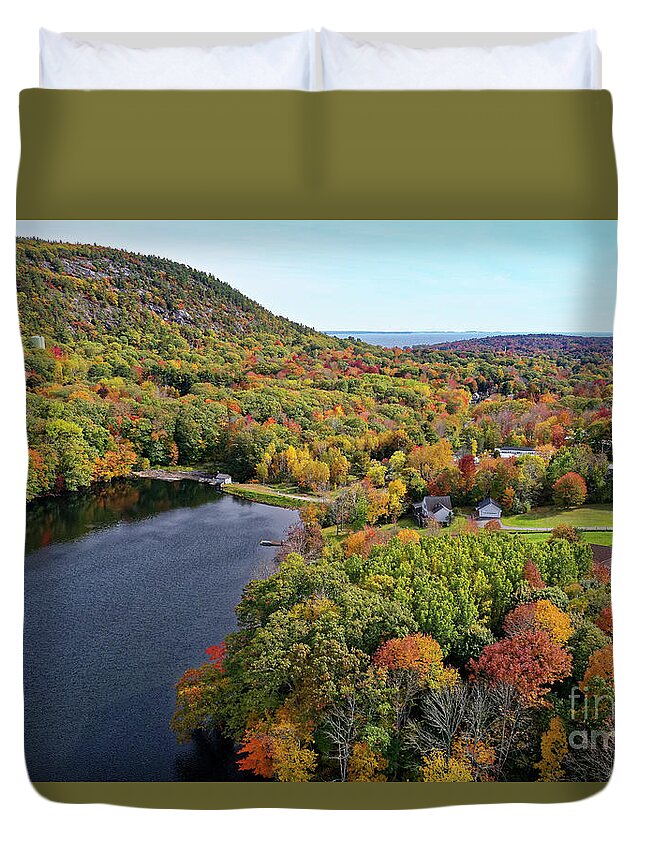 Camden Duvet Cover featuring the photograph Megunticook River and Mt Battie by Kevin Shields