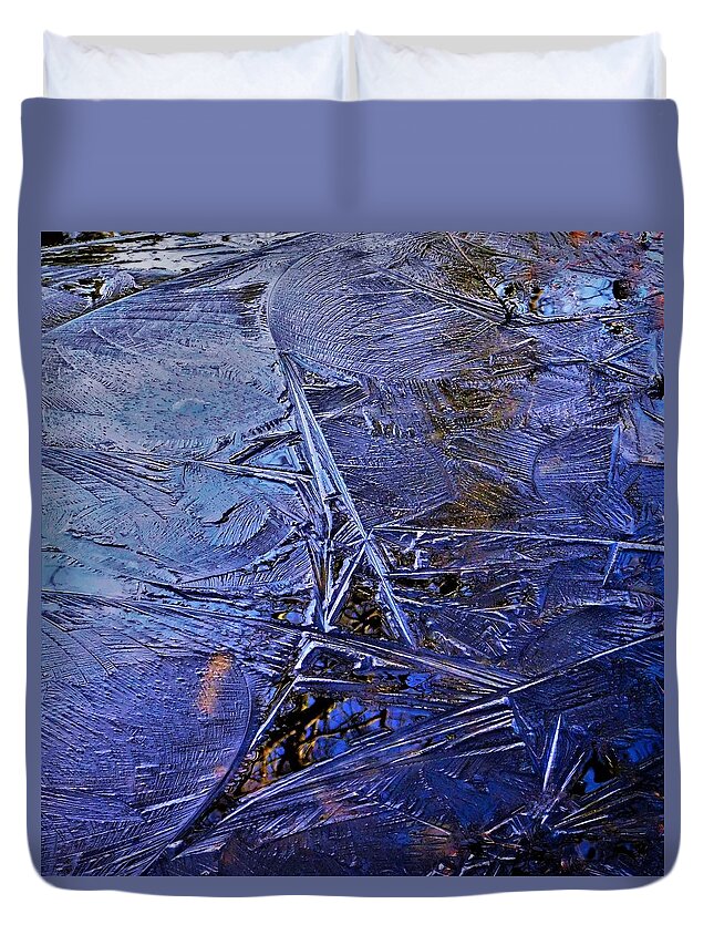 - Melting Ice Duvet Cover featuring the photograph - Melting Ice by THERESA Nye