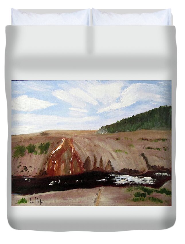 Yellowstone Duvet Cover featuring the painting Memories of Travel Days by Linda Feinberg