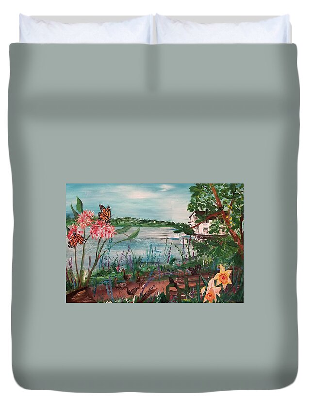 Butterflies Duvet Cover featuring the painting Memories by Susan Voidets