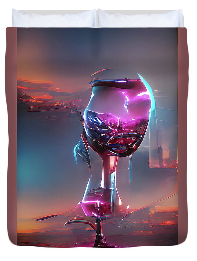 Wine Glasses Duvet Cover featuring the digital art Merlot by The Glass AI by Floyd Snyder