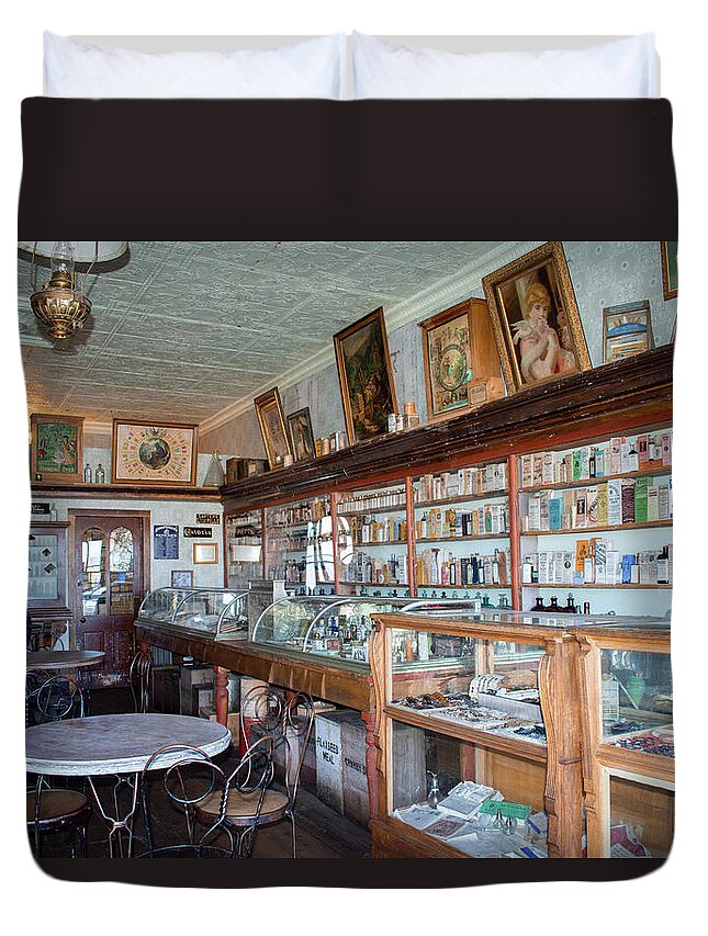 Merriam Drug Store Duvet Cover featuring the photograph Merriam Drug Store by Kyle Hanson