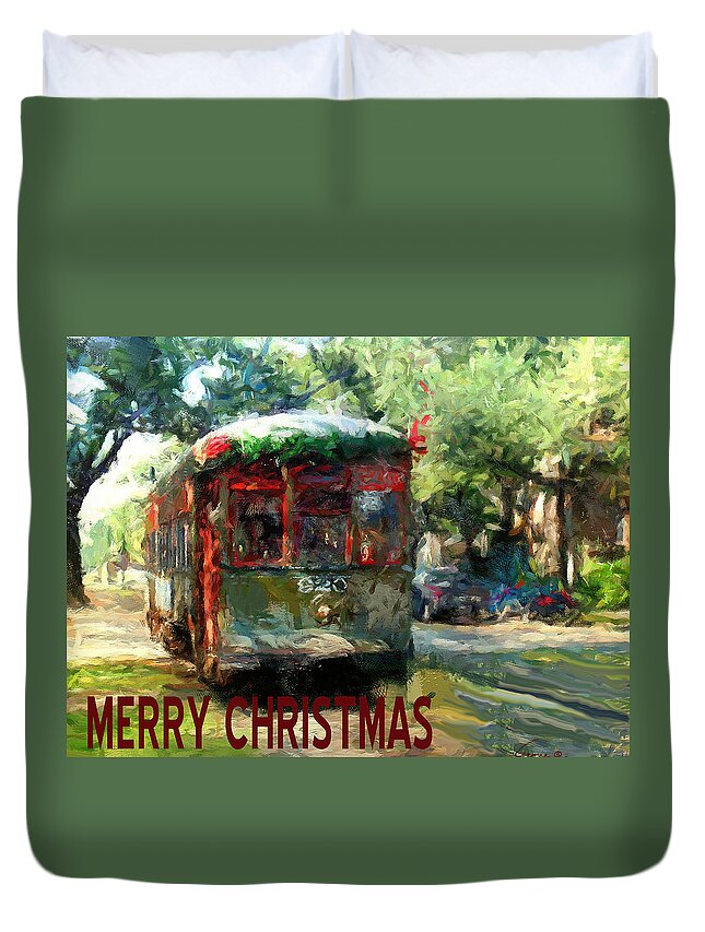 Merry Christmas Duvet Cover featuring the painting Merry Christmas by Amzie Adams