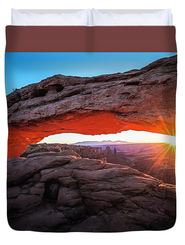 Mesa Arch Duvet Cover featuring the photograph Mesa Arch Sunrise by Edgars Erglis