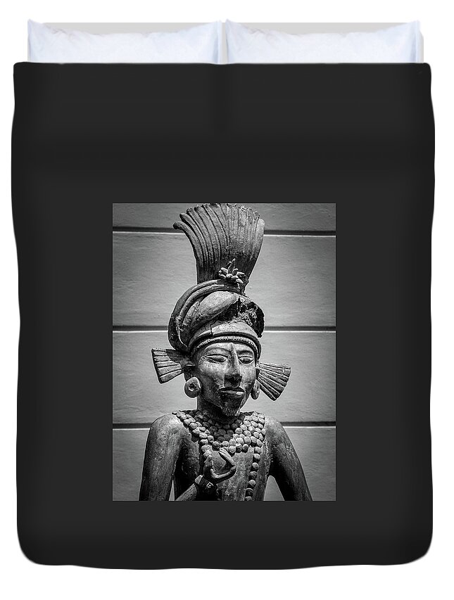 Mexico Duvet Cover featuring the photograph Mexican Statue Cancun Mexico by Frank Mari