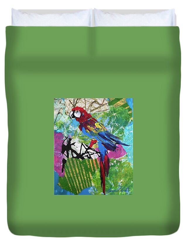 Parrot Paintings Duvet Cover featuring the painting Mexico Macaw II by Elaine Elliott
