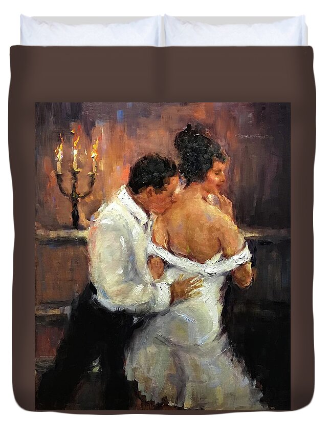  Duvet Cover featuring the painting Mi Amore by Ashlee Trcka