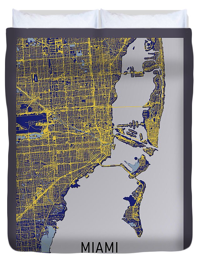 Florida Duvet Cover featuring the digital art Miami Historic Neighborhoods A Walk through Time by Lotus Leafal