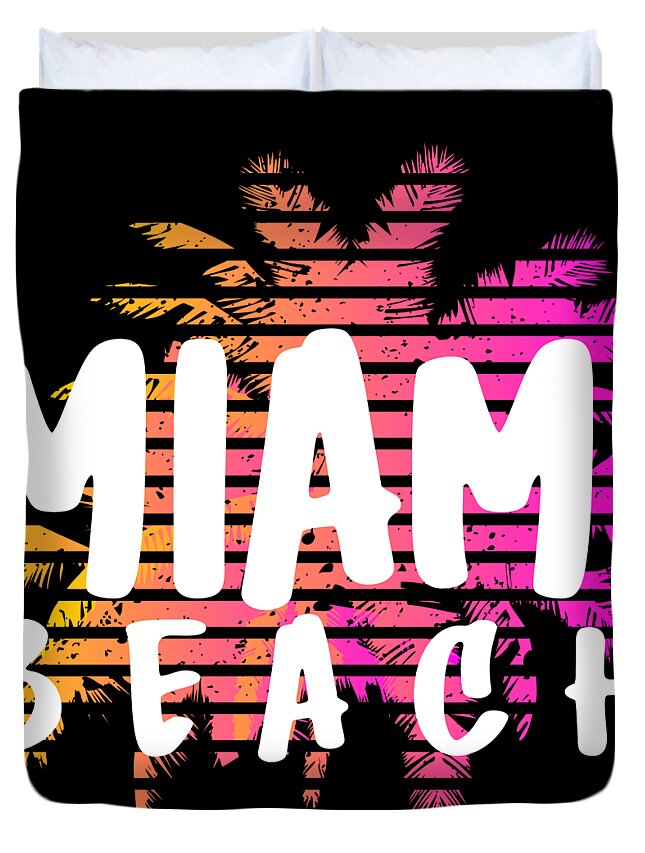 Florida Duvet Cover featuring the digital art Miami Nightlife Dancing Until Dawn by Lotus Leafal