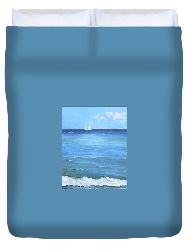 Ocean Duvet Cover featuring the painting Miami Sail by Paula Pagliughi