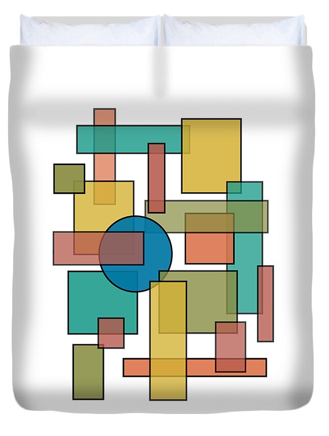 Mid Century Duvet Cover featuring the digital art Mid Century Modern Blocks with Diagonal Background by DB Artist