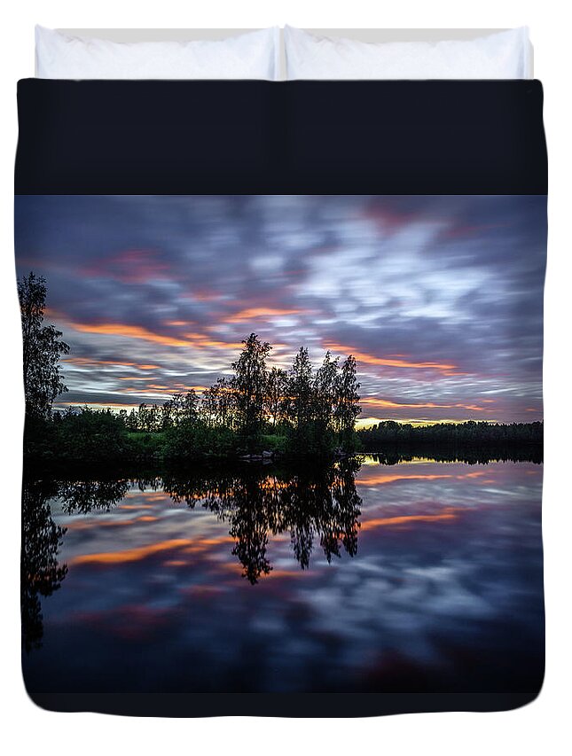 Sunset Duvet Cover featuring the photograph Midnight Magic - Summer by Thomas Kast