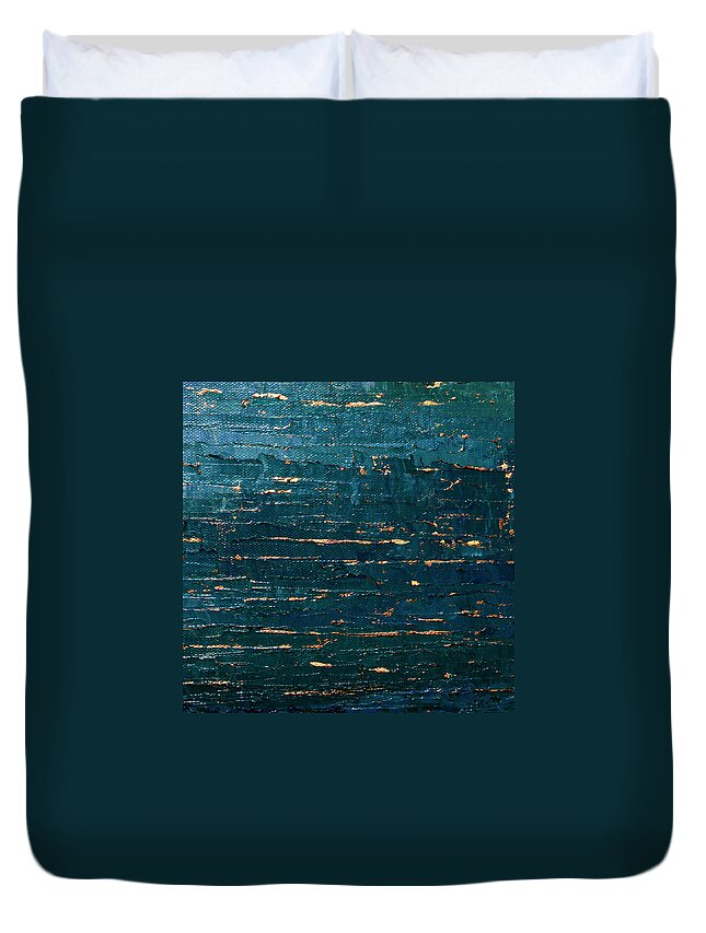 Ocean Duvet Cover featuring the painting Midnight Water by Linda Bailey
