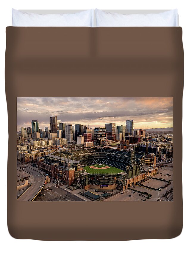 Coors Field Duvet Cover featuring the photograph Mile High Silence by Chuck Rasco Photography