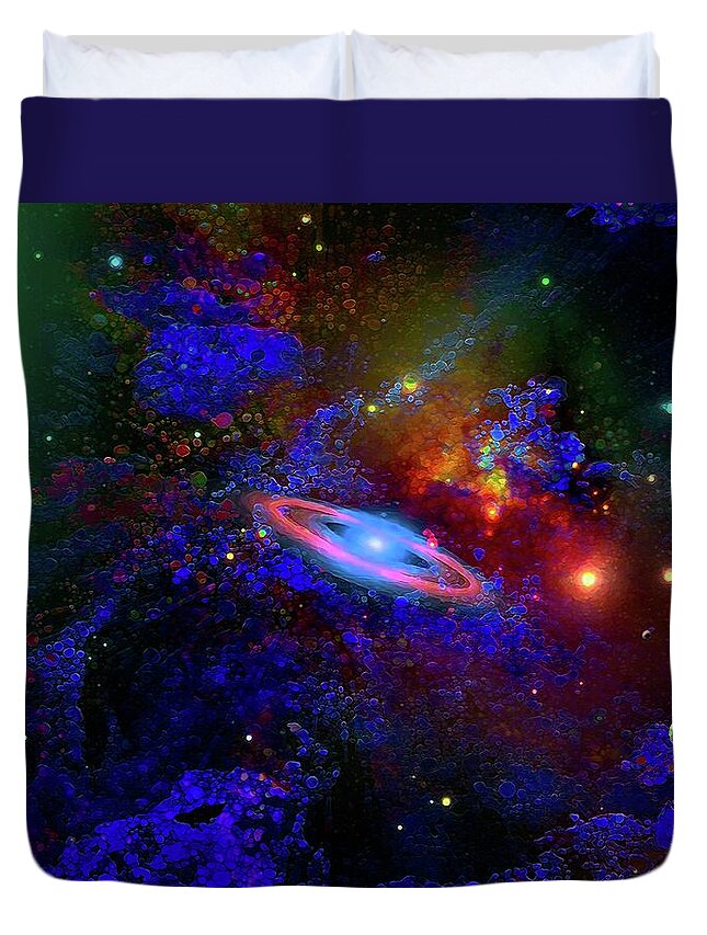 Outer Space Background Duvet Cover featuring the digital art Milky Way From a Distance by Don White Artdreamer
