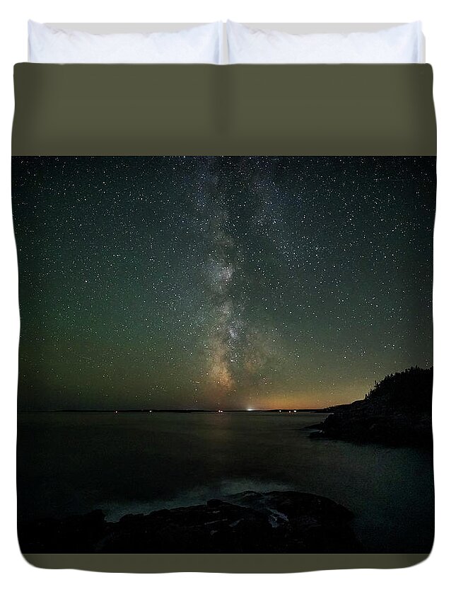 Acadia Duvet Cover featuring the photograph Milky Way over Acadia by GeeLeesa