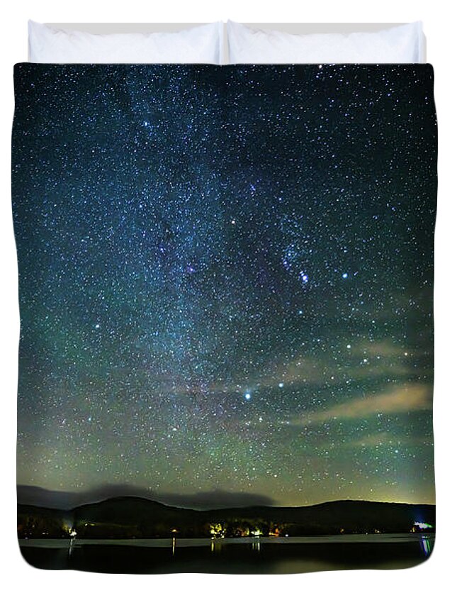 Canadarago Lake Duvet Cover featuring the photograph Milky Way over Canadarago Lake by Kevin Suttlehan