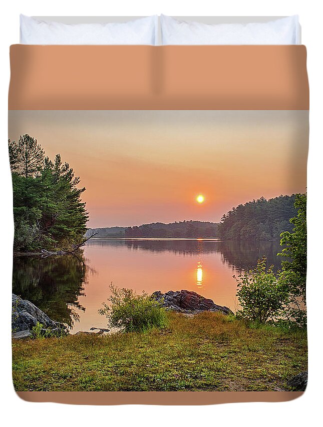Burlington Duvet Cover featuring the photograph Mill Pond Sunrise in Burlington Massachusetts by Toby McGuire