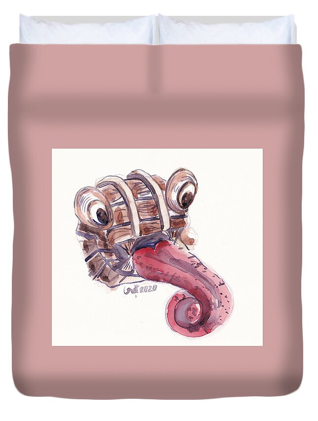 Miniature Duvet Cover featuring the painting Mimic by George Cret