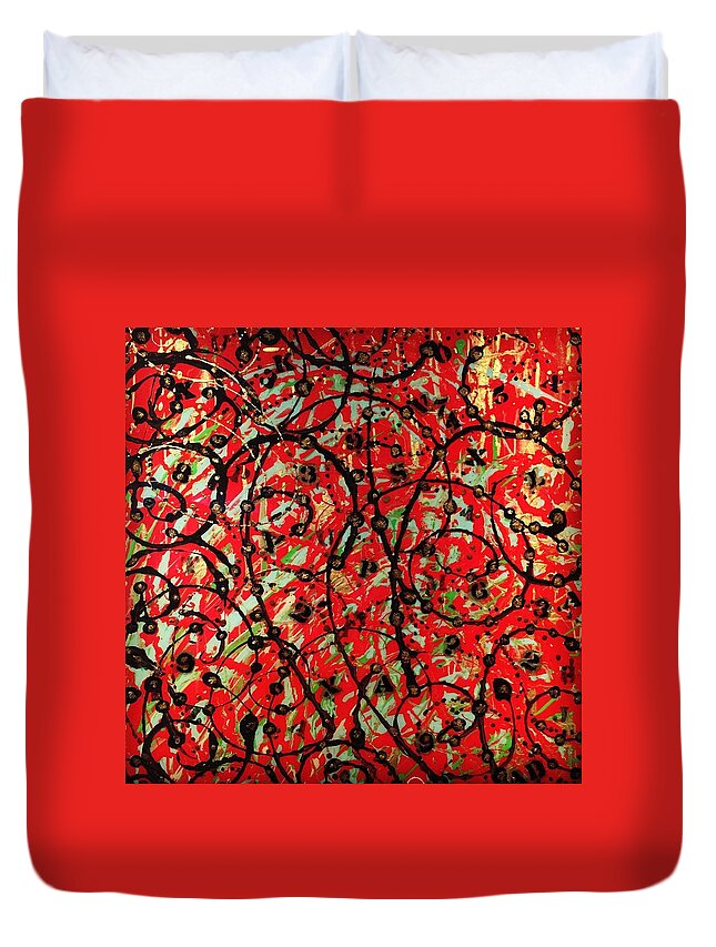 Abstract Duvet Cover featuring the painting Mind Games by Barbara Landry
