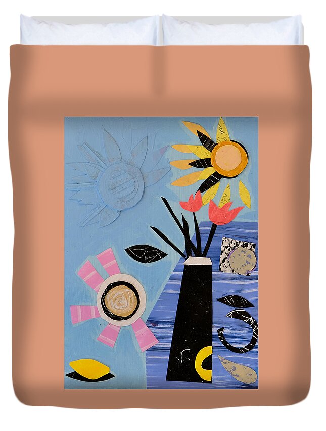 Flowers Duvet Cover featuring the mixed media Mini Bouquet 7 by Julia Malakoff