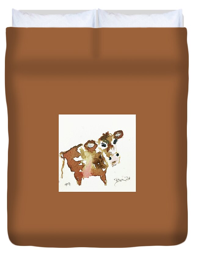 Cow Duvet Cover featuring the painting Mini Cow 9 by Roxy Rich