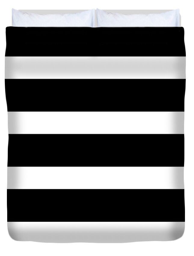 Stripes Duvet Cover featuring the digital art Minimalist Black and White Stripes by Christie Olstad