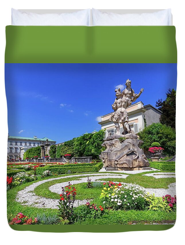 Salzburg Duvet Cover featuring the photograph Mirabell palace and gardens, Salzburg, Austria by Elenarts - Elena Duvernay photo