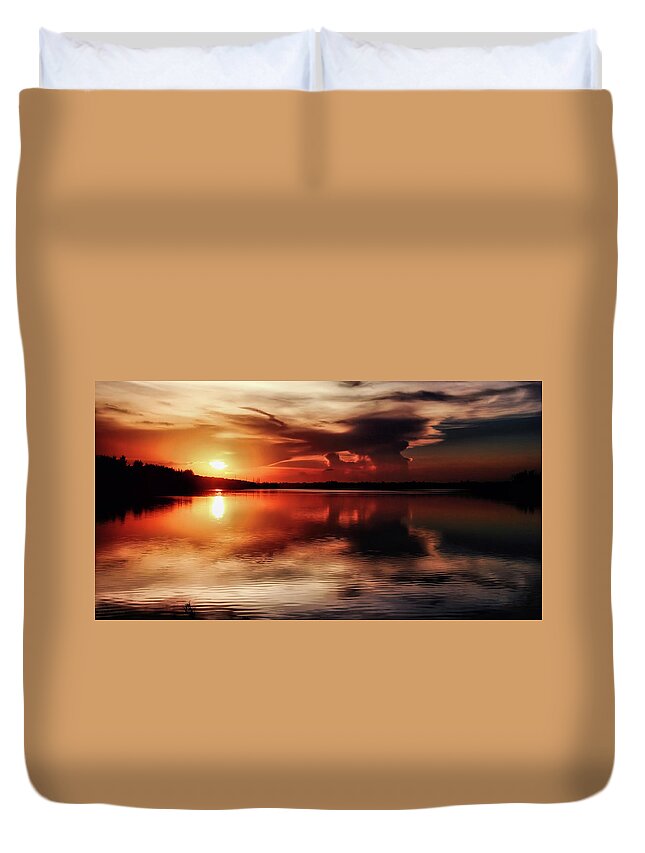 Sunset Duvet Cover featuring the photograph Mirror Image by Montez Kerr