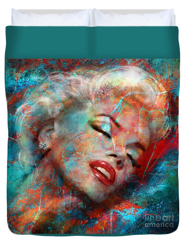 Painting Duvet Cover featuring the painting MM Universe by Angie Braun