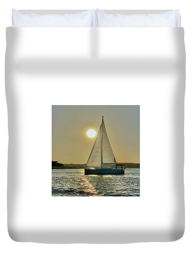 Sunset Duvet Cover featuring the photograph Moana Sunset by Kelly Smith