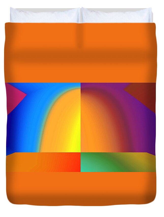 Abstract Duvet Cover featuring the digital art Mod 60's Throwback - UFO by Ronald Mills