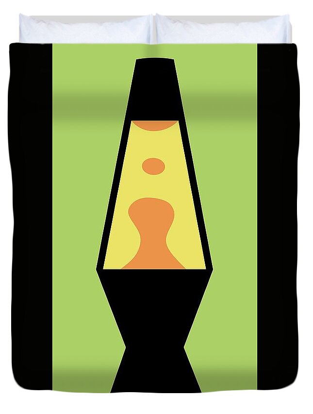 Mod Duvet Cover featuring the digital art Mod Lava Lamp on Green by Donna Mibus