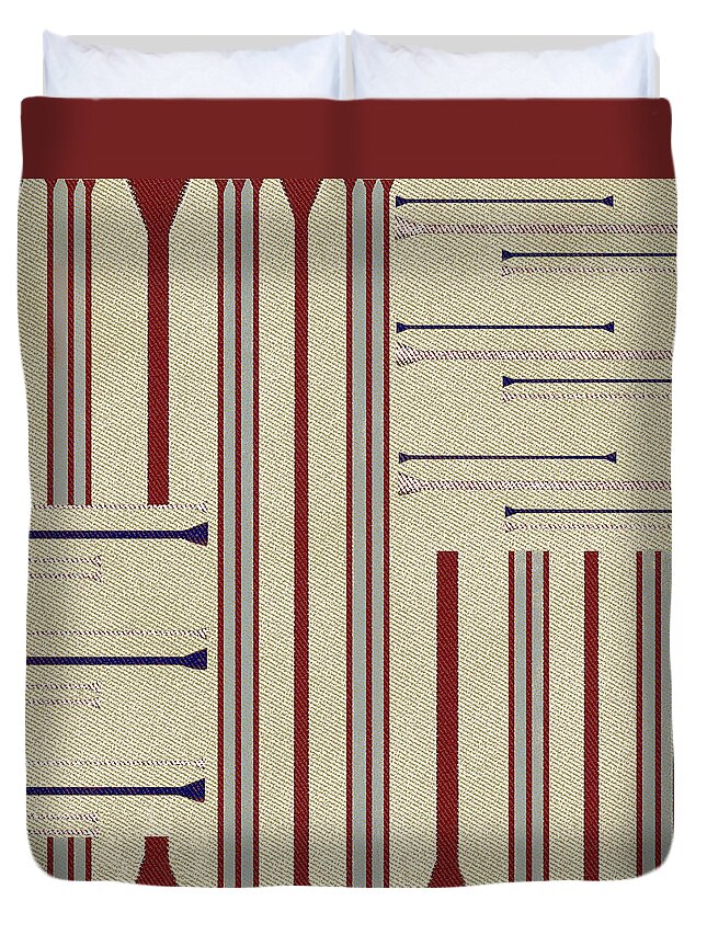 Stripe Duvet Cover featuring the digital art Modern African Ticking Stripe by Sand And Chi
