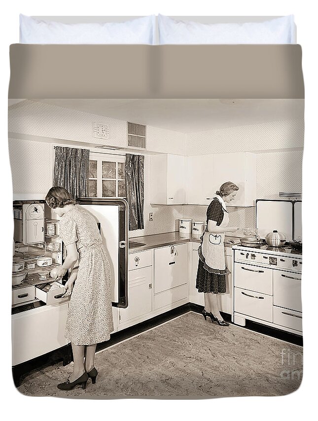 American Duvet Cover featuring the photograph Modern Kitchen Appliances 1940s by Martin Konopacki Restoration