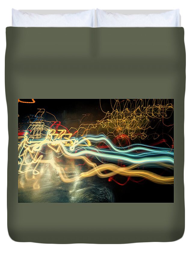 Lightpainting Duvet Cover featuring the photograph Modern Traffic by John Williams