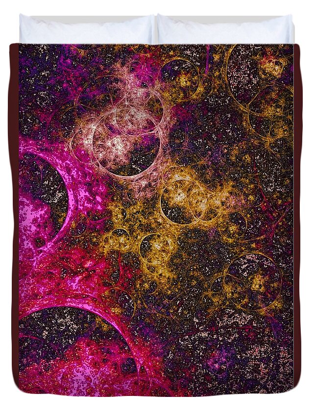 Original Composition By Breenabriggemanart ©2019 Molecular Level Abstract Space Stars Time Colorful Contemporary Modern Art Canvas Acrylic Painting Metal Prints Living Dining Office Bedrooms Business Duvet Cover Tote Bag Shower Curtains Throw Pillows Duvet Cover featuring the mixed media Molecular Level by Breena Briggeman
