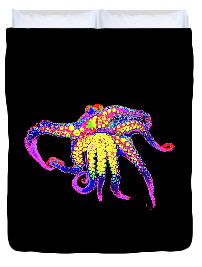 Octopus Duvet Cover featuring the digital art Mollusk Madness by Larry Beat