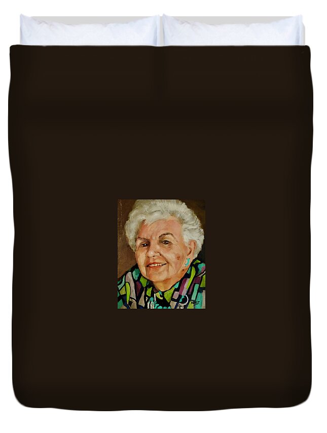 Waltmaes Duvet Cover featuring the painting mom by Walt Maes